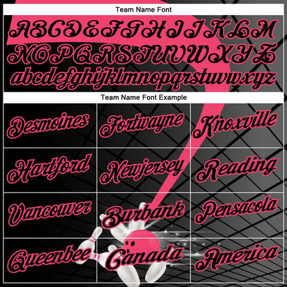 Custom Black-Neon Pink Bowling Geometric Grid Performance Polo Shirt