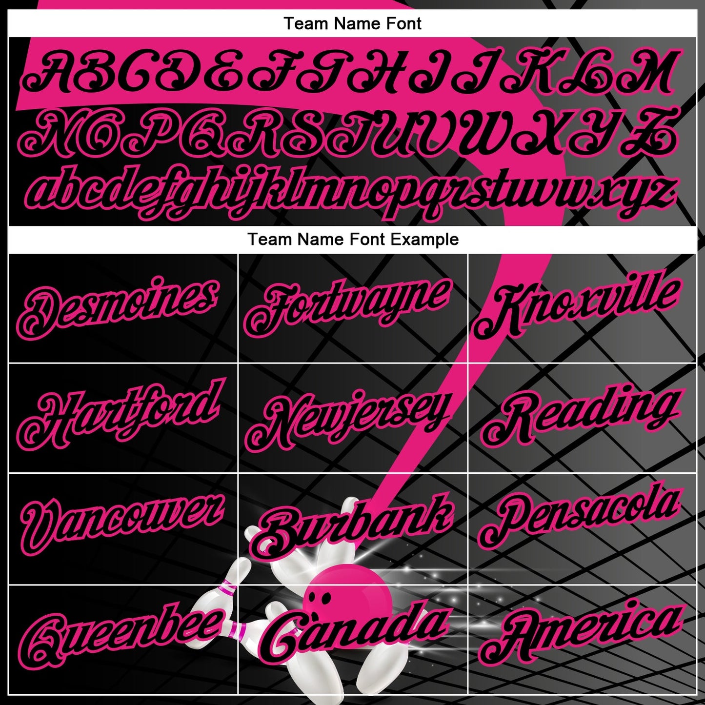 Custom Black-Hot Pink Bowling Geometric Grid Performance Polo Shirt