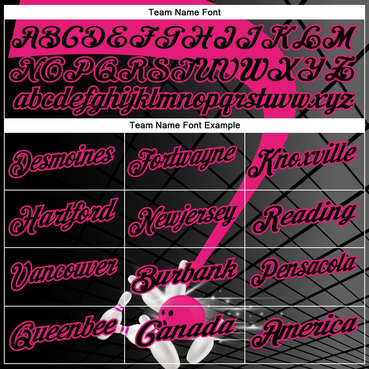 Custom Black-Hot Pink Bowling Geometric Grid Performance Polo Shirt