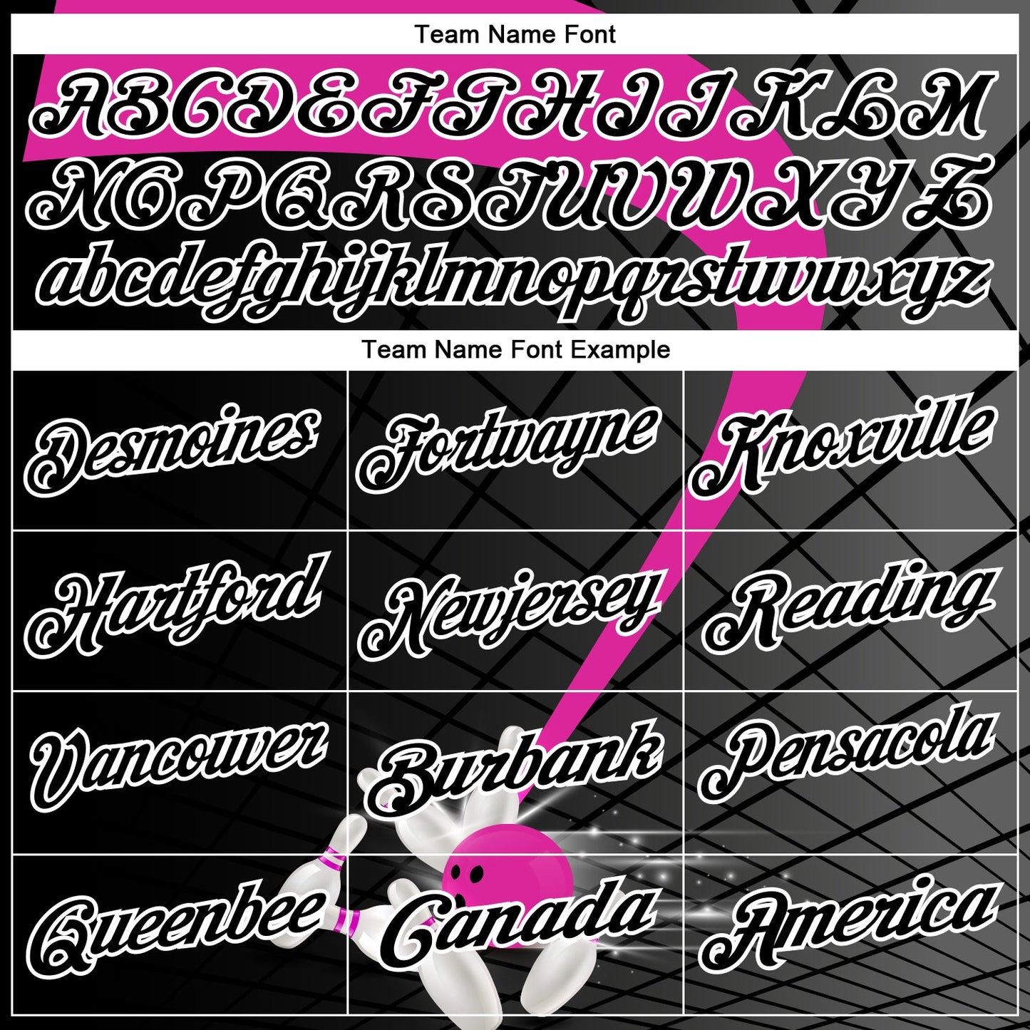 Custom Black Deep Pink-White Bowling Geometric Grid Performance Polo Shirt
