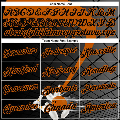 Custom Black-Texas Orange Bowling Geometric Grid Performance Polo Shirt