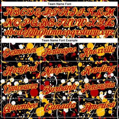 Custom Graffiti Pattern Red Black Gold-White Vibrant Multi-Color Abstract Splatter Performance Polo Shirt