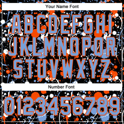 Custom Graffiti Pattern Powder Blue Black Orange-White Vibrant Multi-Color Abstract Splatter Performance Polo Shirt
