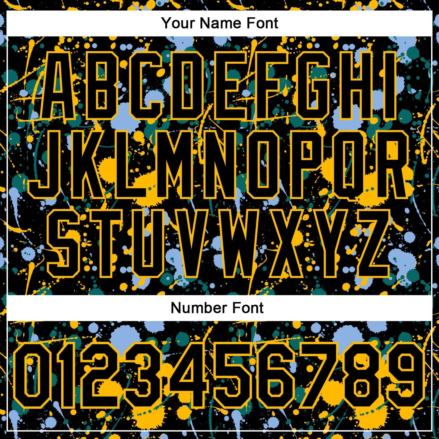 Custom Graffiti Pattern Black Light Blue Gold-Teal Vibrant Multi-Color Abstract Splatter Performance Polo Shirt