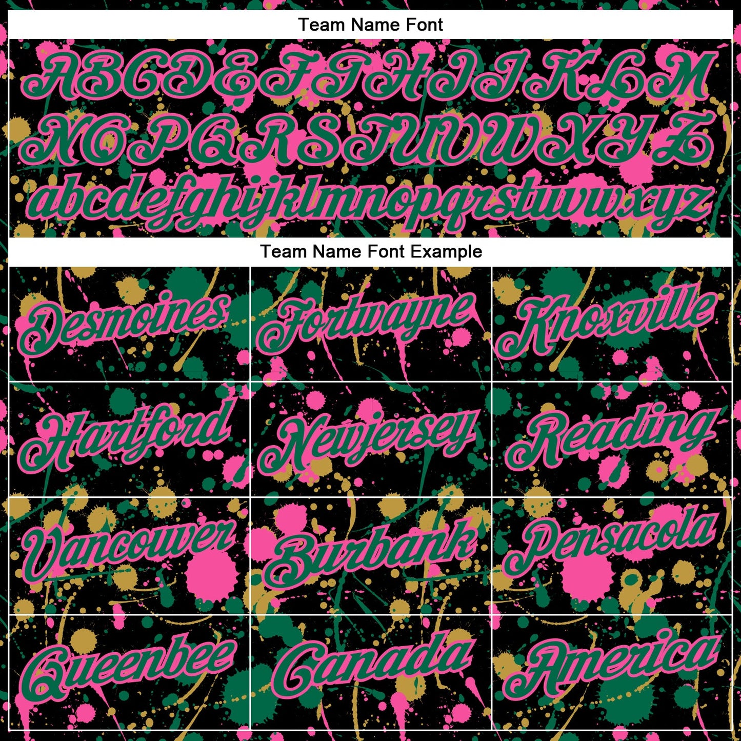 Custom Graffiti Pattern Kelly Green Black Pink-Old Gold Vibrant Multi-Color Abstract Splatter Performance Polo Shirt