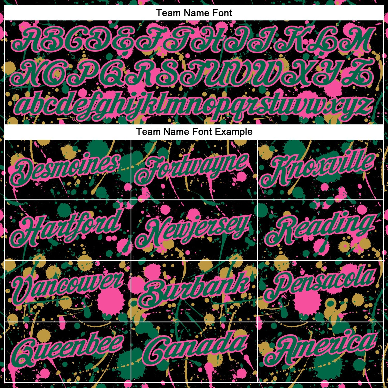 Custom Graffiti Pattern Kelly Green Black Pink-Old Gold Vibrant Multi-Color Abstract Splatter Performance Polo Shirt