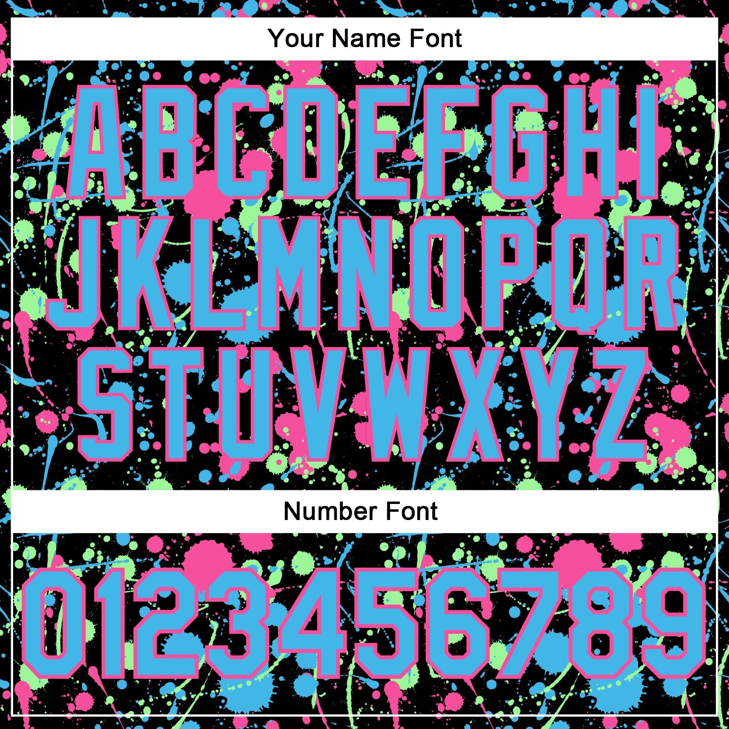 Custom Graffiti Pattern Sky Blue Black Pink-Pea Green Vibrant Multi-Color Abstract Splatter Performance Polo Shirt