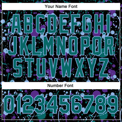 Custom Graffiti Pattern Teal Black Purple-Light Blue Vibrant Multi-Color Abstract Splatter Performance Polo Shirt