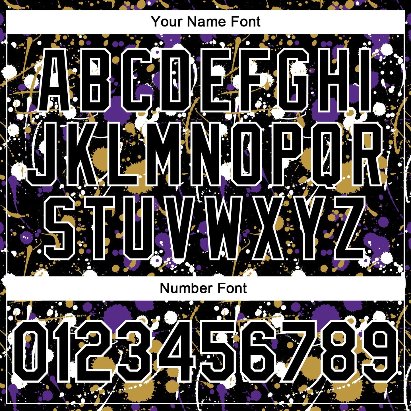 Custom Graffiti Pattern Black Purple Old Gold-White Vibrant Multi-Color Abstract Splatter Performance Polo Shirt