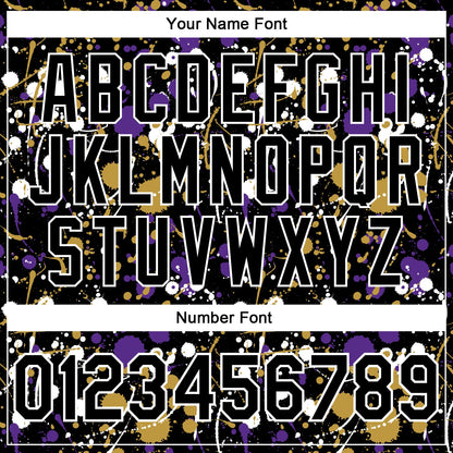 Custom Graffiti Pattern Black Purple Old Gold-White Vibrant Multi-Color Abstract Splatter Performance Polo Shirt