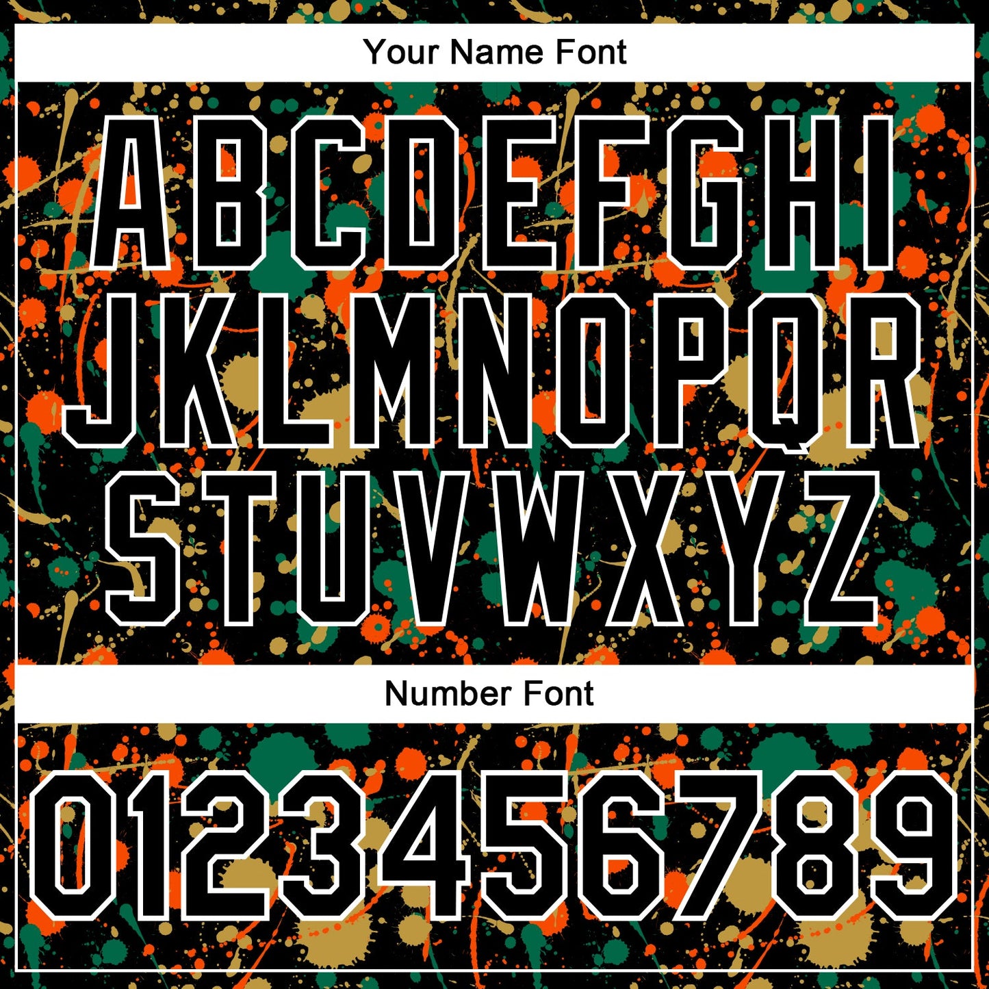 Custom Graffiti Pattern Black Kelly Green Old Gold Orange-White Vibrant Multi-Color Abstract Splatter Performance Polo Shirt