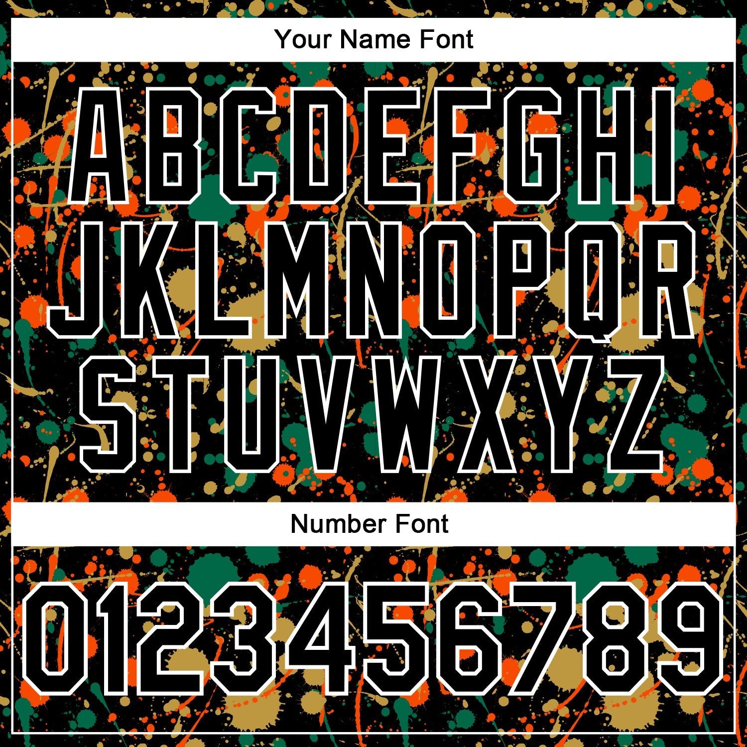 Custom Graffiti Pattern Black Kelly Green Old Gold Orange-White Vibrant Multi-Color Abstract Splatter Performance Polo Shirt
