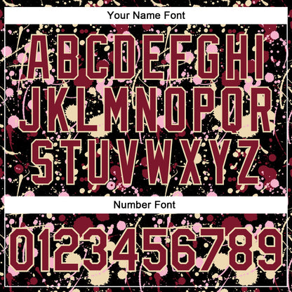 Custom Graffiti Pattern Crimson Black Cream-Light Pink Vibrant Multi-Color Abstract Splatter Performance Polo Shirt