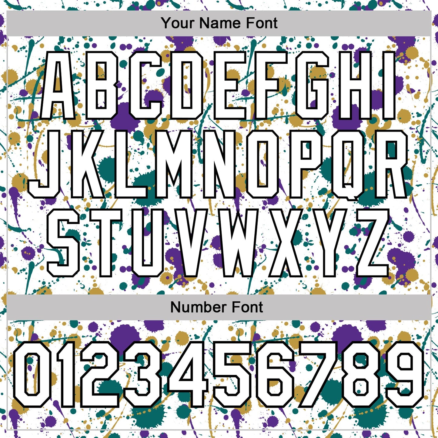 Custom Graffiti Pattern White Purple Teal Old Gold-Black Vibrant Multi-Color Abstract Splatter Performance Polo Shirt