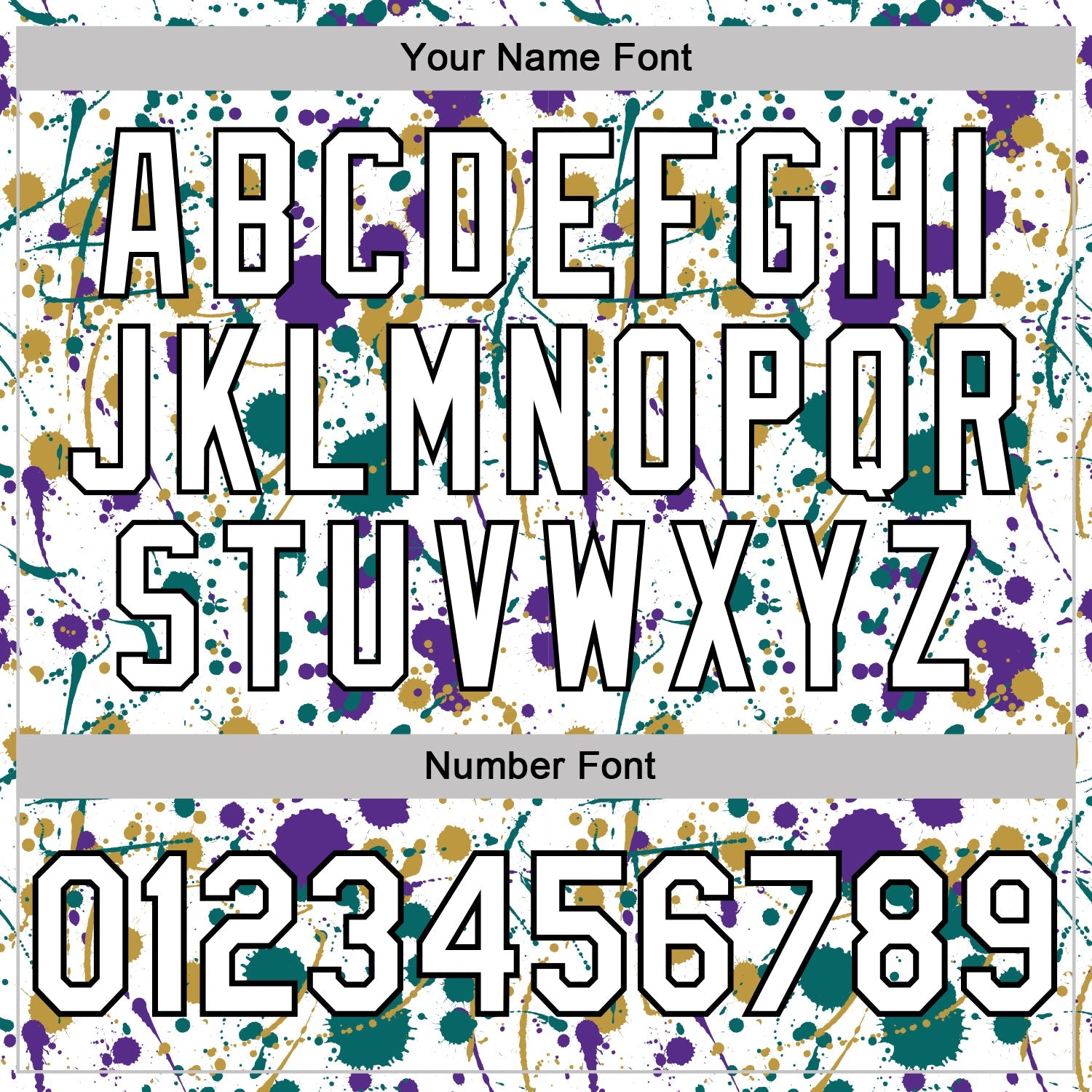 Custom Graffiti Pattern White Purple Teal Old Gold-Black Vibrant Multi-Color Abstract Splatter Performance Polo Shirt