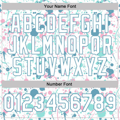 Custom Graffiti Pattern White Shadow Blue Ice Blue-Light Pink Vibrant Multi-Color Abstract Splatter Performance Polo Shirt