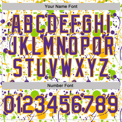 Custom Graffiti Pattern Purple White Neon Green-Gold Vibrant Multi-Color Abstract Splatter Performance Polo Shirt