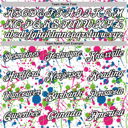 Custom Graffiti Pattern White Blue Hot Pink Aurora Green-Black Vibrant Multi-Color Abstract Splatter Performance Polo Shirt