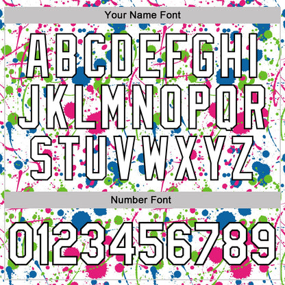 Custom Graffiti Pattern White Blue Hot Pink Aurora Green-Black Vibrant Multi-Color Abstract Splatter Performance Polo Shirt