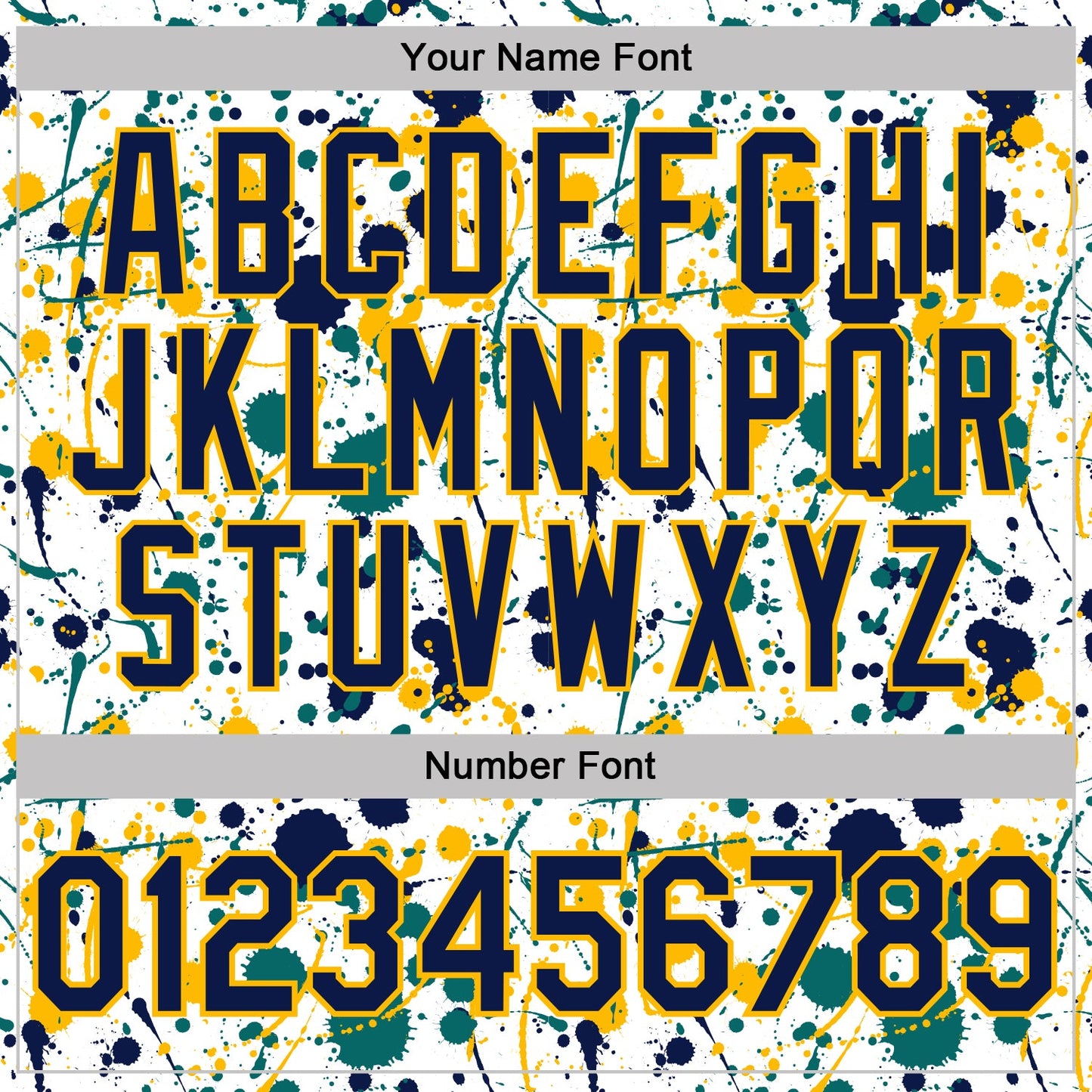 Custom Graffiti Pattern Navy White Teal-Gold Vibrant Multi-Color Abstract Splatter Performance Polo Shirt