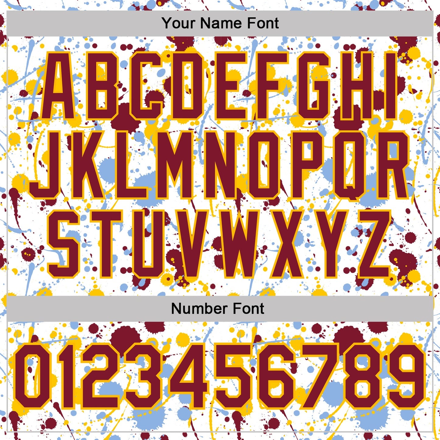 Custom Graffiti Pattern Crimson White Light Blue-Yellow Vibrant Multi-Color Abstract Splatter Performance Polo Shirt