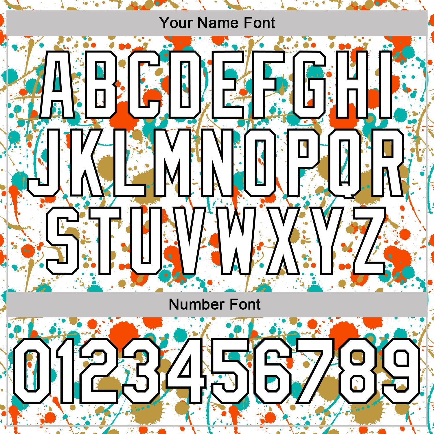 Custom Graffiti Pattern White Orange Old Gold Aqua-Black Vibrant Multi-Color Abstract Splatter Performance Polo Shirt
