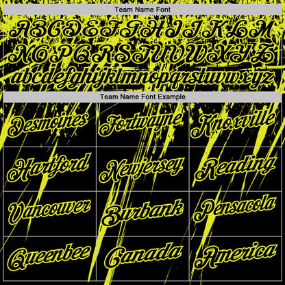 Custom Black-Neon Yellow Distressed Scratch Brush Stroke Performance Polo Shirt