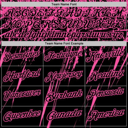 Custom Black-Pink Distressed Scratch Brush Stroke Performance Polo Shirt
