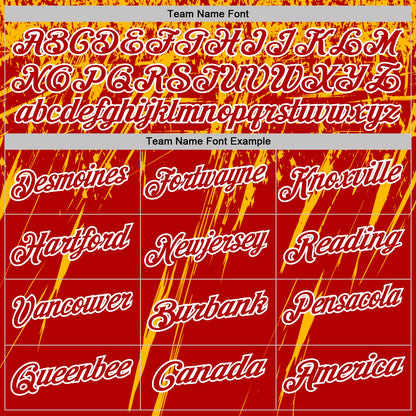 Custom Red Gold-White Distressed Scratch Brush Stroke Performance Polo Shirt