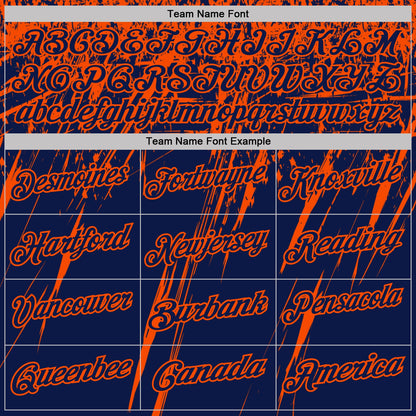 Custom Navy-Orange Distressed Scratch Brush Stroke Performance Polo Shirt
