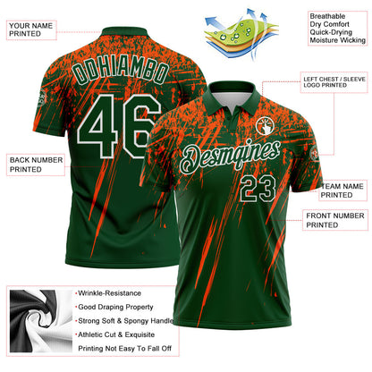 Custom Green Orange-White Distressed Scratch Brush Stroke Performance Polo Shirt