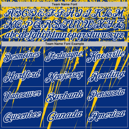 Custom Royal Yellow-White Distressed Scratch Brush Stroke Performance Polo Shirt