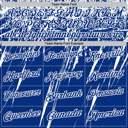 Custom Royal-White Distressed Scratch Brush Stroke Performance Polo Shirt