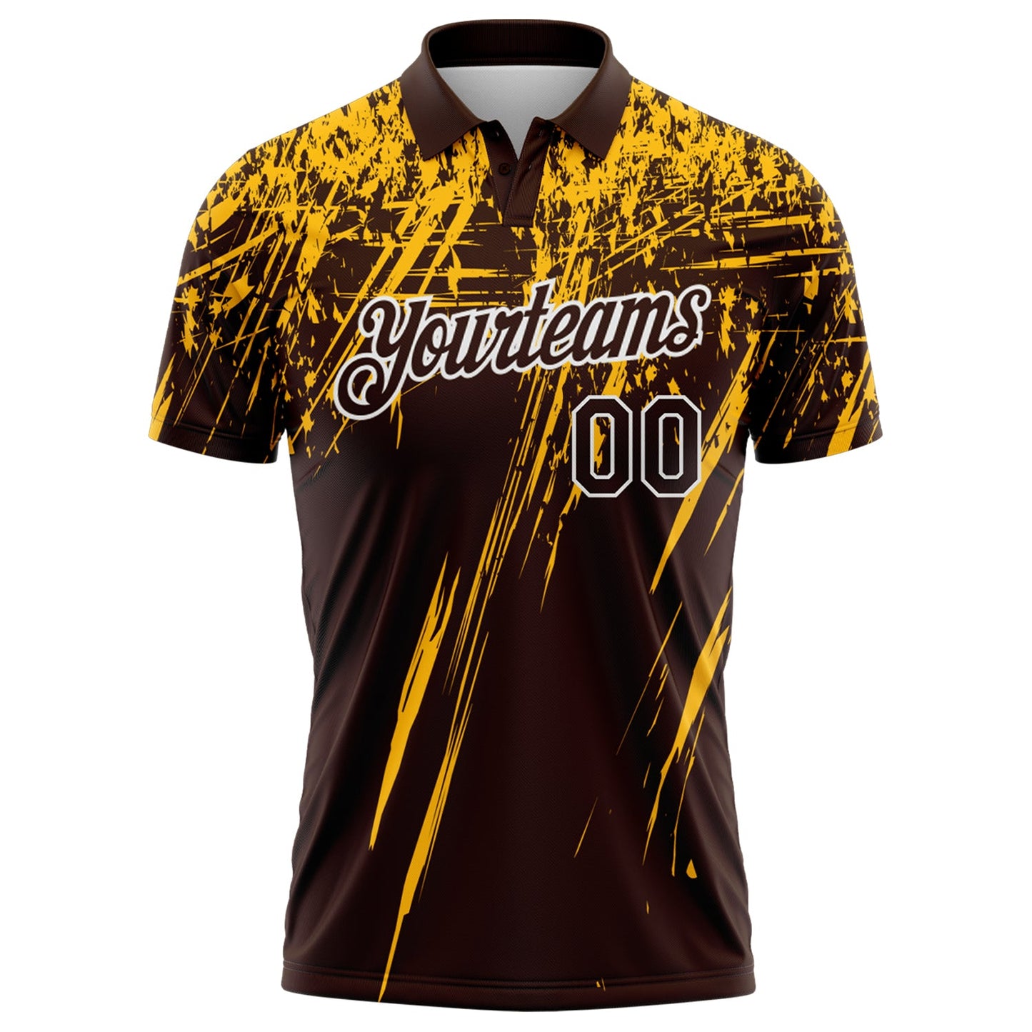 Custom Brown Gold-White Distressed Scratch Brush Stroke Performance Polo Shirt