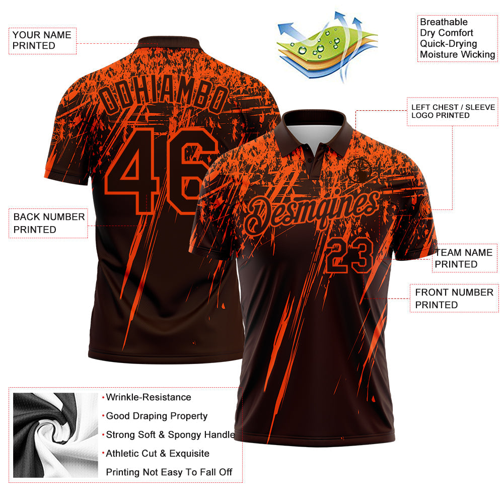 Custom Brown-Orange Distressed Scratch Brush Stroke Performance Polo Shirt