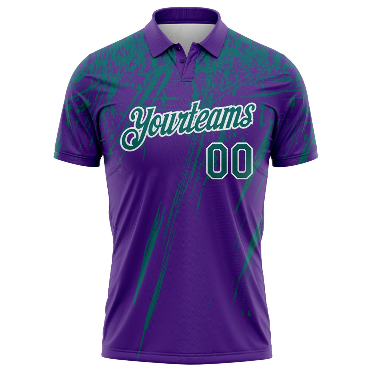 Custom Purple Teal-White Distressed Scratch Brush Stroke Performance Polo Shirt