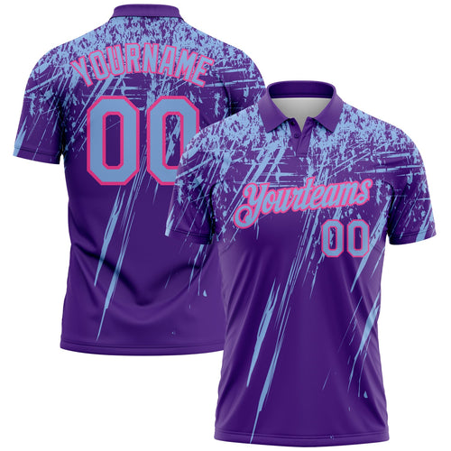 Custom Purple Light Blue-Pink Distressed Scratch Brush Stroke Performance Polo Shirt