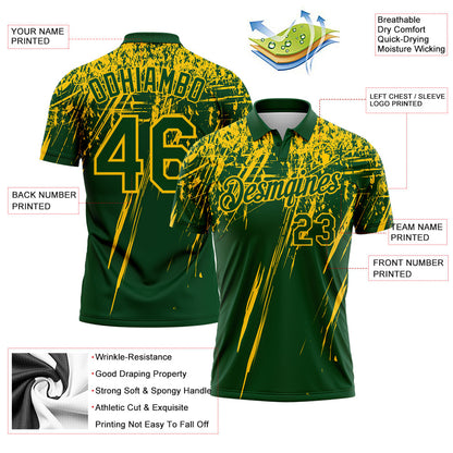 Custom Green-Yellow Distressed Scratch Brush Stroke Performance Polo Shirt