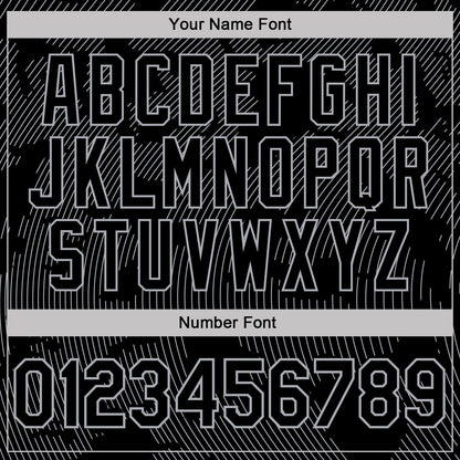 Custom Black-Gray 3D Pattern Abstract Fluid Line Performance Polo Shirt