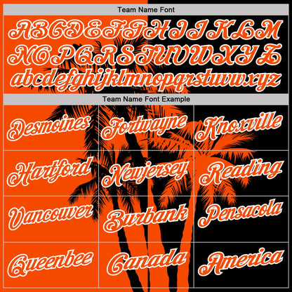 Custom Black Orange-White Hawaii Tropical Coastal Palm Trees Performance Polo Shirt