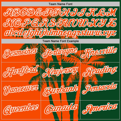 Custom Green Orange-White Hawaii Tropical Coastal Palm Trees Performance Polo Shirt