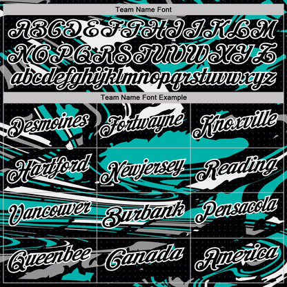 Custom Black Aqua Gray-White 3D Pattern Abstract Fluid Marble Performance Polo Shirt