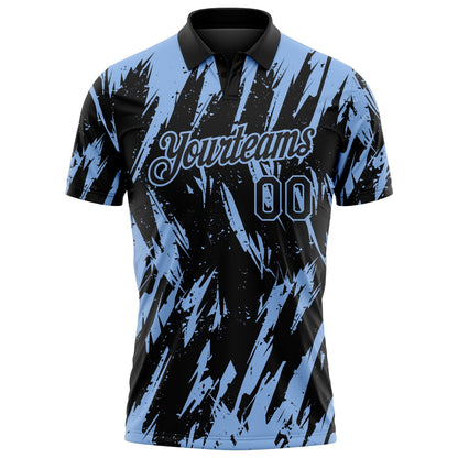 Custom Black-Light Blue Torn Sharp Brush Stroke Splatter Performance Polo Shirt