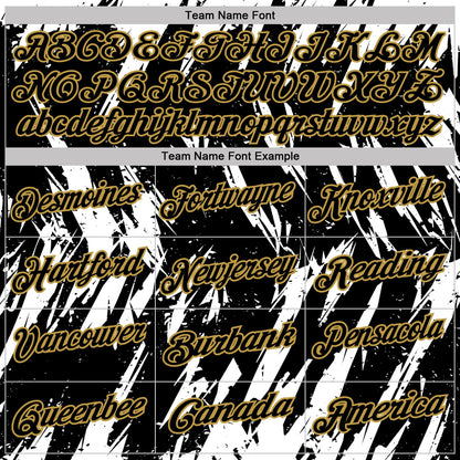 Custom Black White-Old Gold Torn Sharp Brush Stroke Splatter Performance Polo Shirt