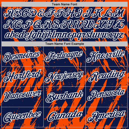Custom Navy Orange-White Torn Sharp Brush Stroke Splatter Performance Polo Shirt