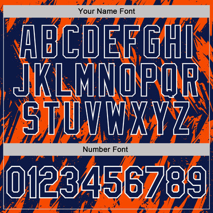 Custom Navy Orange-White Torn Sharp Brush Stroke Splatter Performance Polo Shirt