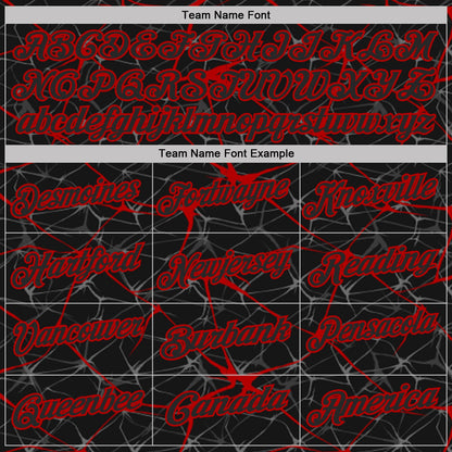 Custom Black-Red 3D Pattern Abstract Network Crackle Performance Polo Shirt