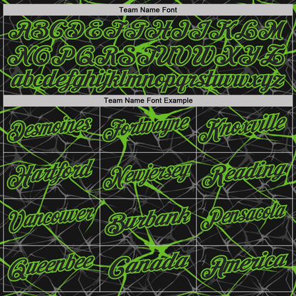 Custom Black-Aurora Green 3D Pattern Abstract Network Crackle Performance Polo Shirt
