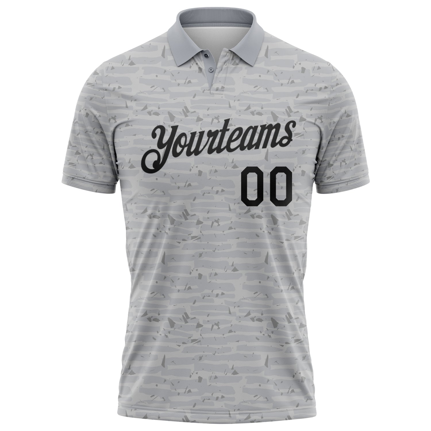 Custom Gray-Black Distressed Fragment Brush Stroke Performance Polo Shirt