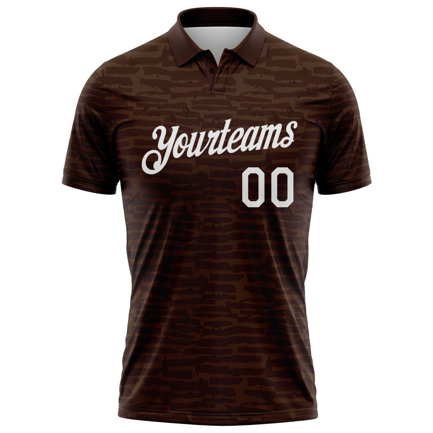 Custom Brown-White Distressed Fragment Brush Stroke Performance Polo Shirt